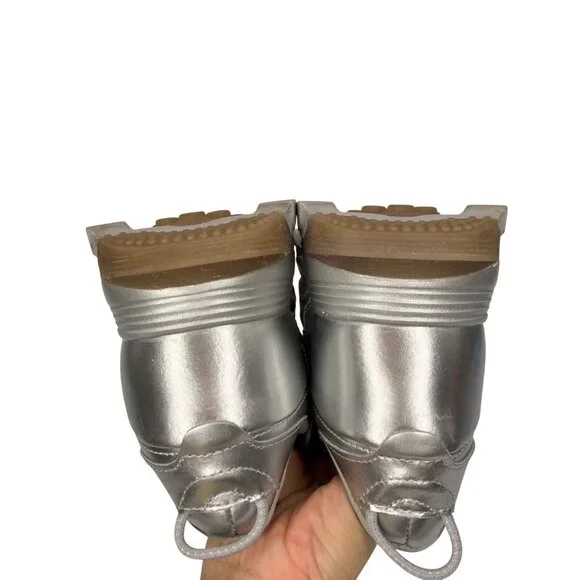 Reebok x Cardi B Classic Leather Silver Metallic Pewter Sneakers Women's 9.5 - Picture 9 of 10